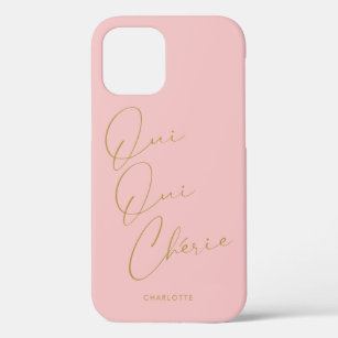 Oui Oui Chérie French Quote Chic Funny Blush Pink iPhone 12 Case