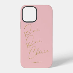 Oui Oui Chérie French Quote Chic Funny Blush Pink iPhone 12 Case