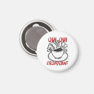 Oui Oui Croissant – Cute French Coffee Breakfast Magnet
