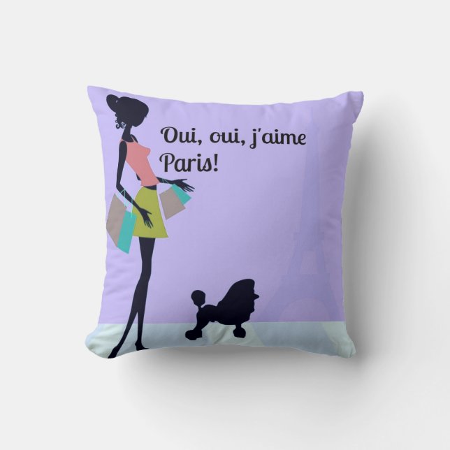 "Oui, oui, j'aime Paris" Throw Pillow (Front)