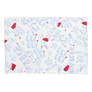 Oui Red Beret Bonjour Cute French Hello Pillow Case