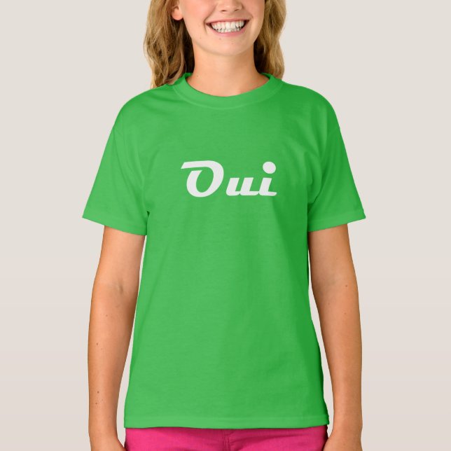Oui Shirt, Green Oui Tshirt, Gold Oui Tee, Paris S T-Shirt (Front)