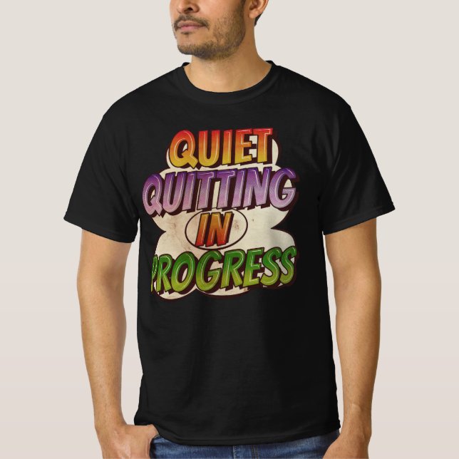 Ouiet Quitting in Progress - Comic Book Cartoon T-Shirt (Front)