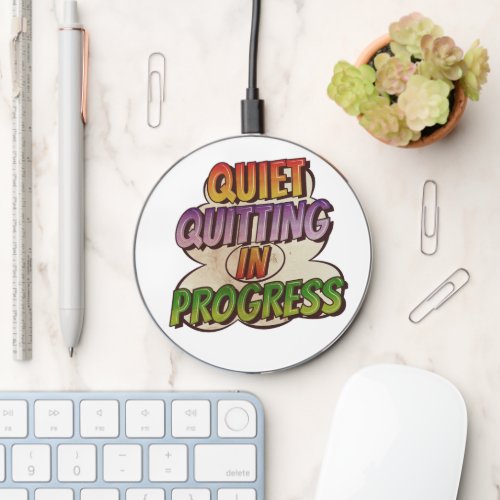 Ouiet Quitting in Progress _ Comic Book Cartoon    Wireless Charger