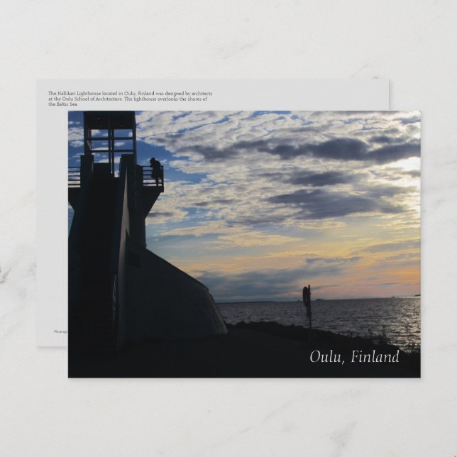 Oulu Finland: Nallikari Beach Lighthouse Postcard (Front/Back)