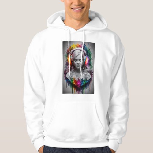 oung girl with cascading wavy hair adorning vibra hoodie