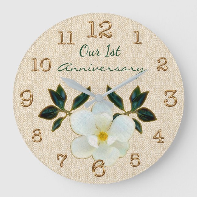 Our 1st Anniversary Clock or YOUR TEXT or Delete (Front)