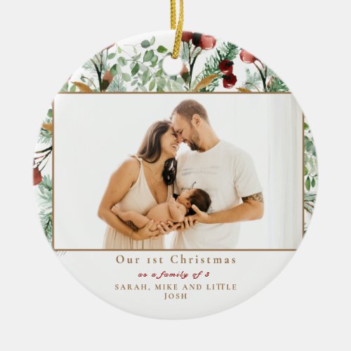 Our 1st Christmas as a Family of 3 Photo Ceramic Ornament