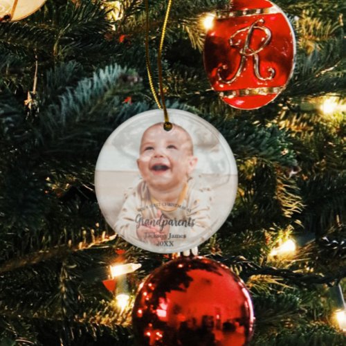 Our 1st Christmas as Grandparents Baby Photo Ceramic Ornament