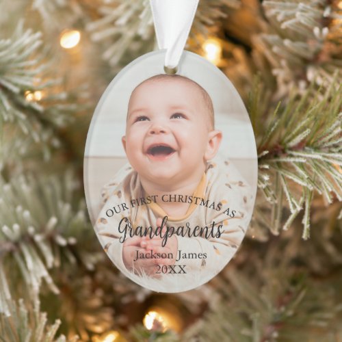 Our 1st Christmas as Grandparents Baby Photo Ornament