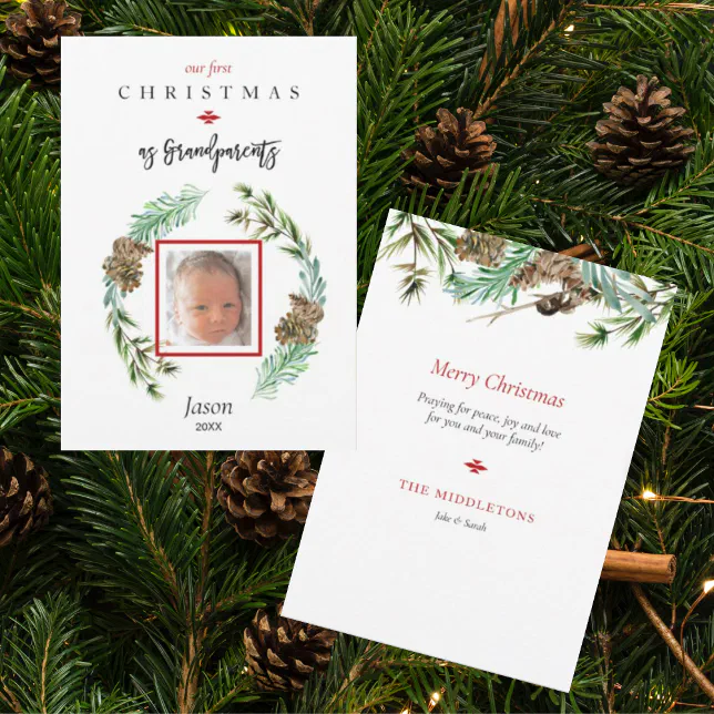 Our 1st Christmas As Grandparents Child Photo Card | Zazzle
