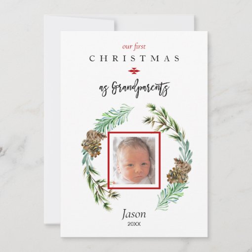 Our 1st Christmas As Grandparents Child Photo Card | Zazzle