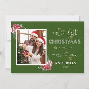 Our 1st Christmas As Mr. & Mrs. Calligraphy Photo Invitation