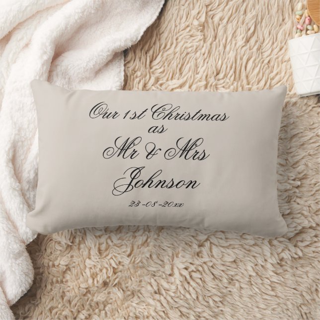 Our 1st Christmas As Mr & Mrs Couple's Keepsake  Lumbar Pillow (Blanket)