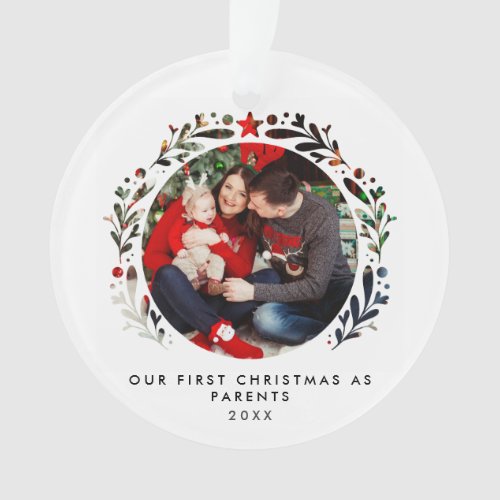 Our 1st Christmas As Parents Cutout Framed Photo Ornament