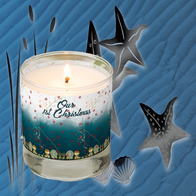 Our 1st Christmas Dark Turquoise Blue Snowflakes Scented Candle (Our 1st Christmas Dark Turquoise Blue Snowflakes Scented Candle)