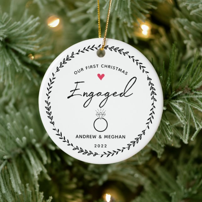 Our 1st Christmas Engaged Ceramic Ornament (Tree)
