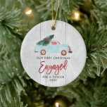 Our 1st Christmas Engaged Personalized Farm Truck Ceramic Ornament<br><div class="desc">Our 1st Christmas Engaged Personalized Farm Truck Ceramic Ornament. Personalize with your custom information on both front and back.</div>