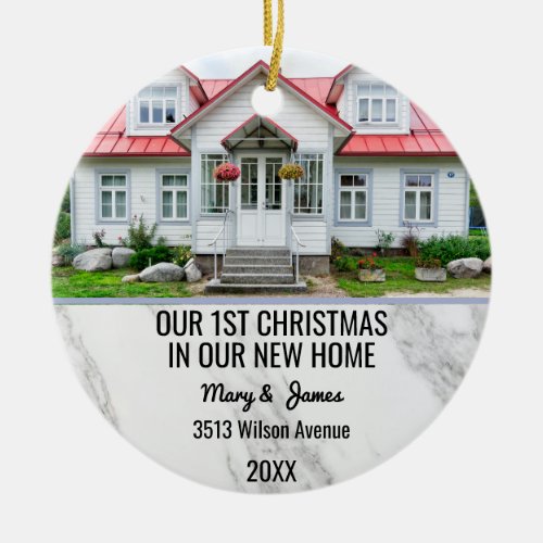 Our 1st christmas in our new home Custom Message Ceramic Ornament