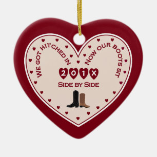 Our 1st Christmas Married Country Western Ceramic Ornament