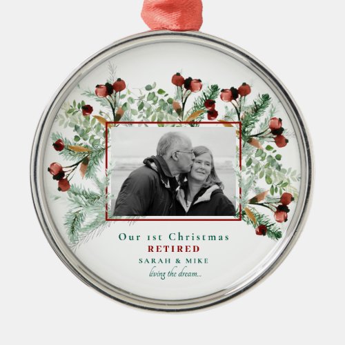 Our 1st Christmas Retired BW Photo Christmas  Met Metal Ornament