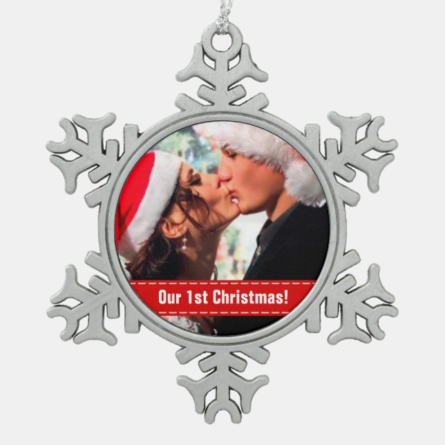 Our 1st Christmas Snowflake Pewter Christmas Ornament (Front)