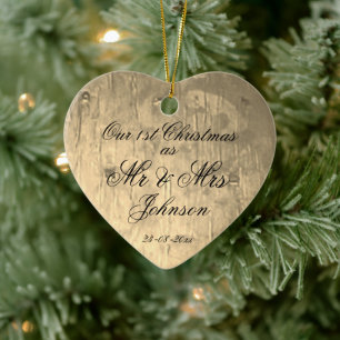 Our 1st Christmas Together As Mr. & Mrs. Elegant Ceramic Ornament