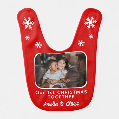 Our 1st Christmas Together Babys First Photo Baby Bib