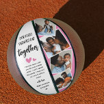 Our 1st Father's Day Together! Photo Collage Basketball<br><div class="desc">Create your very own special first Father's day photo collage basket ball. Featuring 4 insta style square pictures with the text 'Our First Father's Day Together', the word together is in modern script, two cute little pink hearts that can be changed to any color, a sweet message that you can...</div>