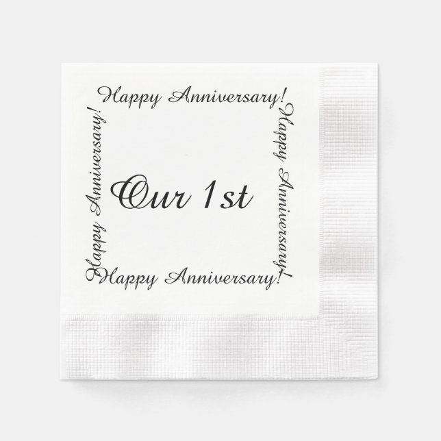 Our 1st Happy anniversary Napkins (Front)