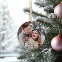 Our 1st Married Christmas Modern Wedding Photo Ornament