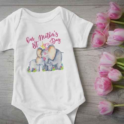 Our 1st Mothers Day Mom and Baby Elephant T_Shirt