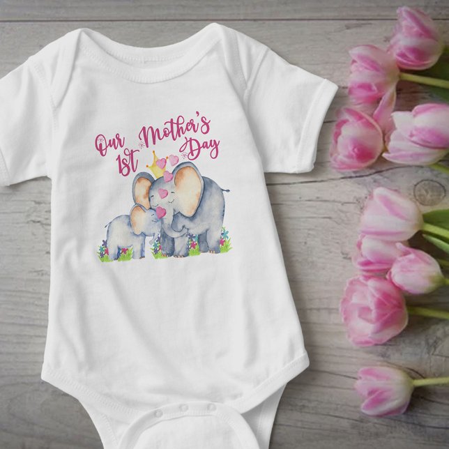Our 1st Mothers Day Mom and Baby Elephant T-Shirt (Creator Uploaded)