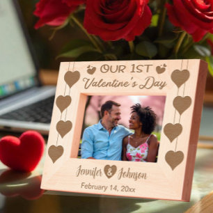 Our 1st Valentine's Day Love Heart & Custom Names Engraved Frames