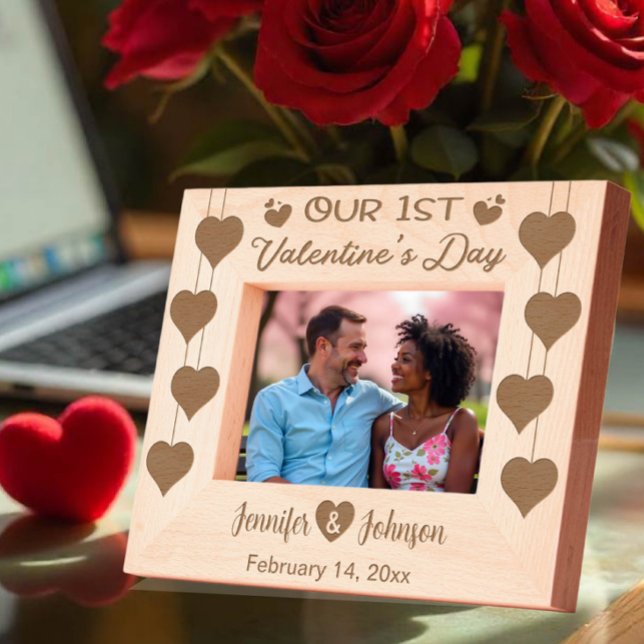 Our 1st Valentine's Day Love Heart & Custom Names Engraved Frames (Creator Uploaded)
