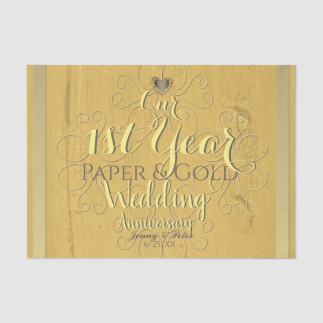 "Our 1st Year Paper & (Faux)Gold Wedding Anniv" (Front)