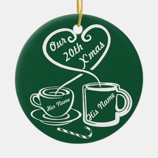 Our 20th Christmas Ceramic Ornament (Front)