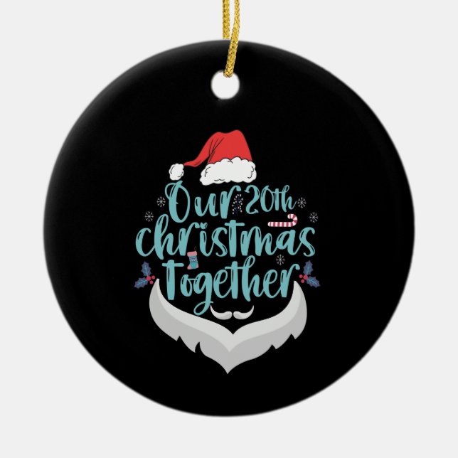 Our 20th Christmas Together Couple Family Matchin Ceramic Ornament (Front)