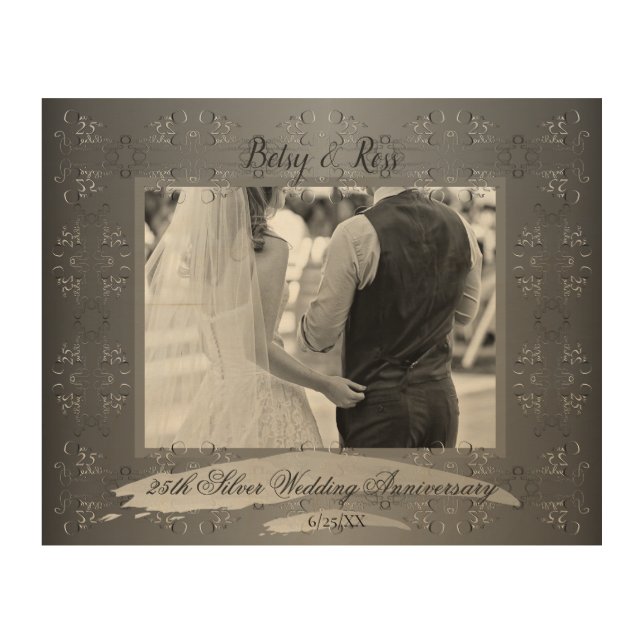 "Our 25th Wedding Anniversary"Hand-written Frame Wood Wall Art (Front)