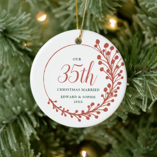 Our 35th Christmas Married Personalized Milestone Ceramic Ornament