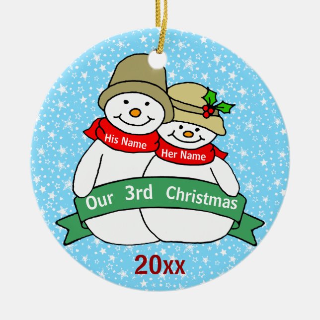Our 3rd Christmas Ceramic Ornament (Front)