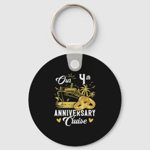 Our 4th Anniversary Golden Cruise Vacation Couple Keychain