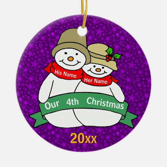 Our 4th Christmas Ceramic Ornament (Front)