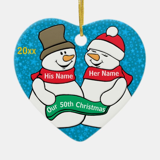 Our 50th Christmas Ceramic Ornament (Front)