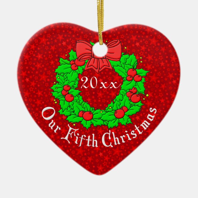 Our 5th Anniversary Ceramic Ornament (Front)