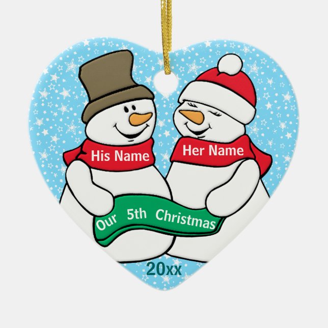 Our 5th Christmas Ceramic Ornament (Front)