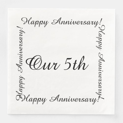 Our 5th Happy anniversary Paper Dinner Napkins