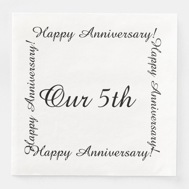 Our 5th Happy anniversary Paper Dinner Napkins (Front)