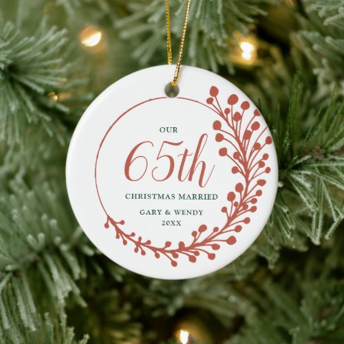Our 65th Christmas Married Personalized Milestone Ceramic Ornament