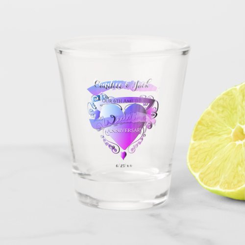 Our 6th Amethyst Anniversary3D Heart Emblem Shot Glass